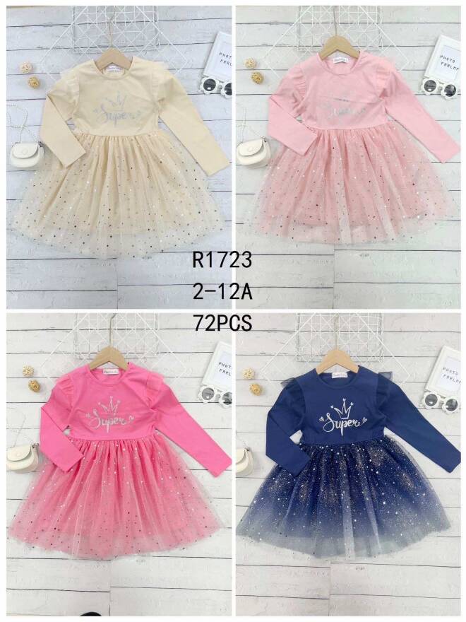 Sukienka dziewczęca R1723 1 kolor  2-12