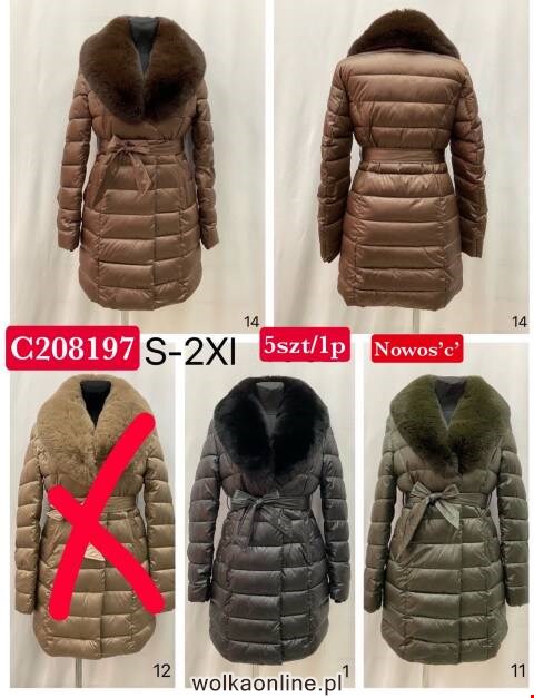 Płaszcze zimowe damskie 8197 1 kolor S-2XL