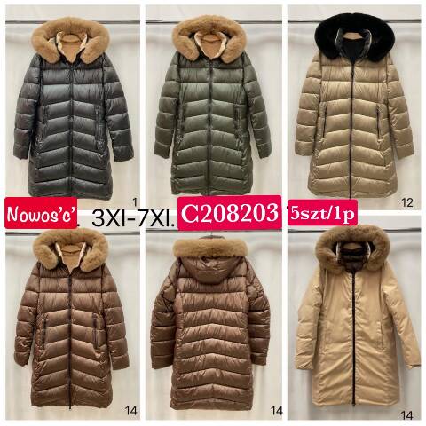 Płaszcze zimowe damskie 8203 1 kolor 3XL-7XL