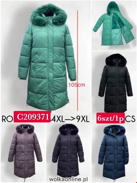 Płaszcze zimowe damskie 9371 1 kolor 4XL-9XL
