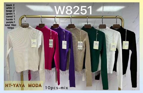 Sweter damskie  W8251 Mix kolor Standard