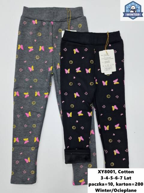 Leginsy ocieplanne dziewczęce XY8001 Mix kolor 3-7 1