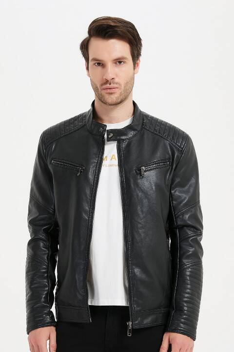 Kurtka skórzana męskie 1144 1 kolor S-2XL (Towar Tureckie)