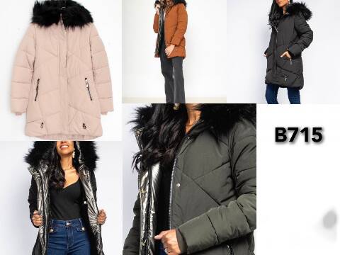 Płaszcze zimowe damskie B715 1 kolor S-2XL