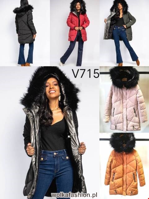 Płaszcze zimowe damskie V715 1 kolor S-2XL