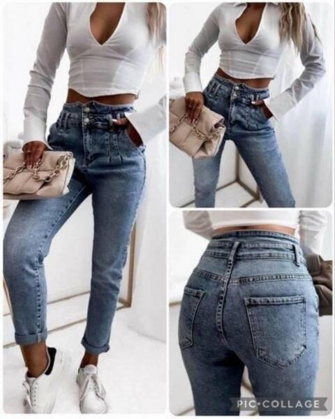 Jeansy damskie 9664 1 kolor XS-XL
