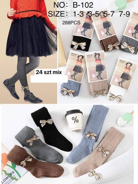 Rajstopy dziewczęce B102 1 kolor 1-9 (Towar Tureckie) 1