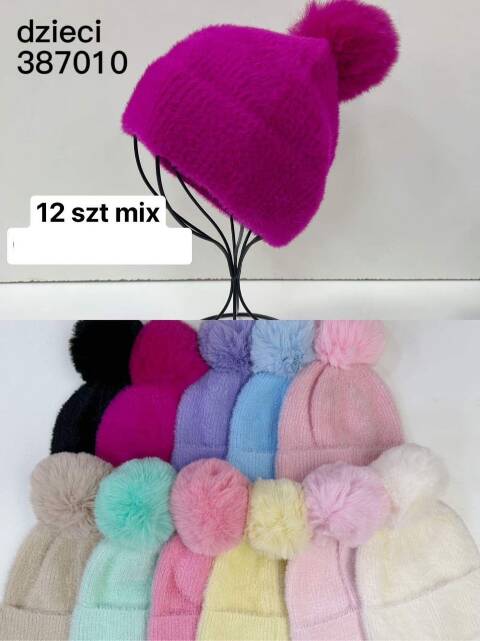 Czapka  zimowa dziewczęce 387010 Mix kolor Standard (Towar Tureckie)