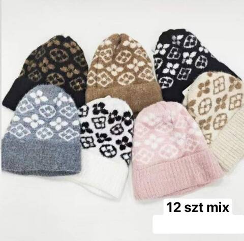 Czapka  zimowa dziewczęce 1483 Mix kolor Standard (Towar Tureckie)