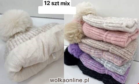 Czapka  zimowa dziewczęce 1484 Mix kolor Standard (Towar Tureckie)