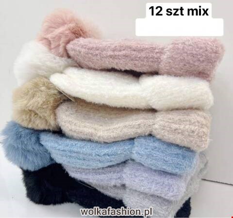 Czapka  zimowa dziewczęce 1485 Mix kolor Standard (Towar Tureckie) 1