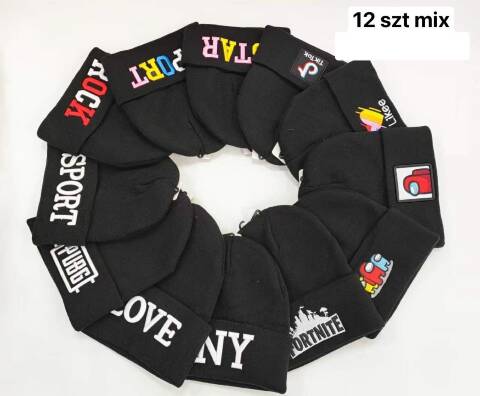 Czapka  zimowa dziewczęce 1486 Mix kolor Standard (Towar Tureckie)