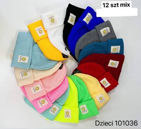 Czapka  zimowa dziewczęce 101036 Mix kolor Standard (Towar Tureckie)