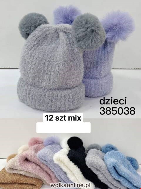 Czapka  zimowa dziewczęce 385038 Mix kolor Standard (Towar Tureckie)