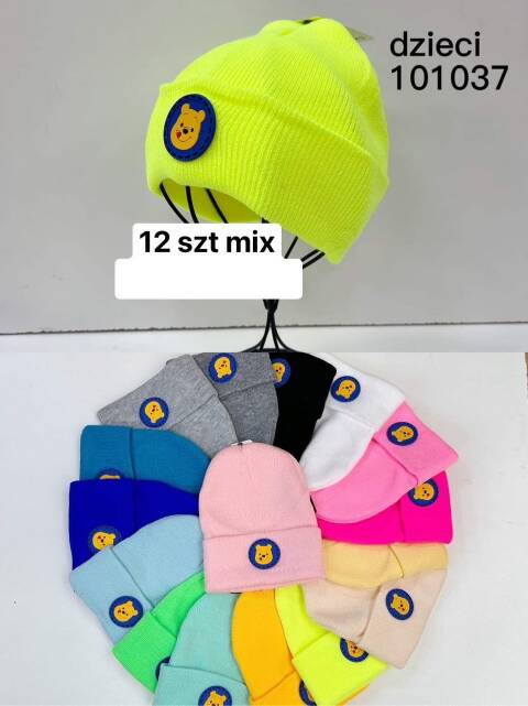 Czapka  zimowa dziewczęce 101037 Mix kolor Standard (Towar Tureckie) 1