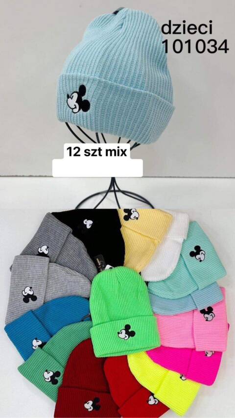 Czapka  zimowa dziewczęce 101034 Mix kolor Standard (Towar Tureckie)