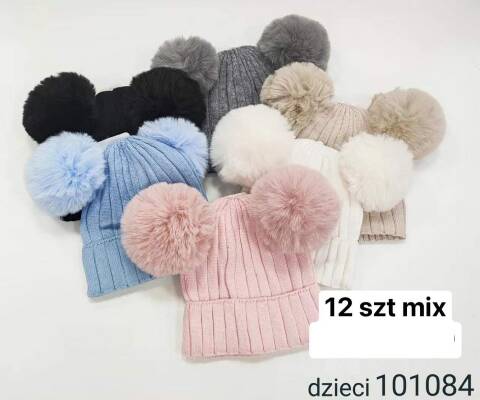 Czapka  zimowa dziewczęce 101084 Mix kolor Standard (Towar Tureckie) 1