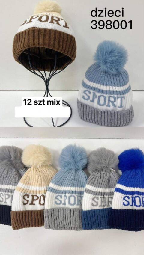 Czapka  zimowa dziewczęce 398001 Mix kolor Standard (Towar Tureckie) 1