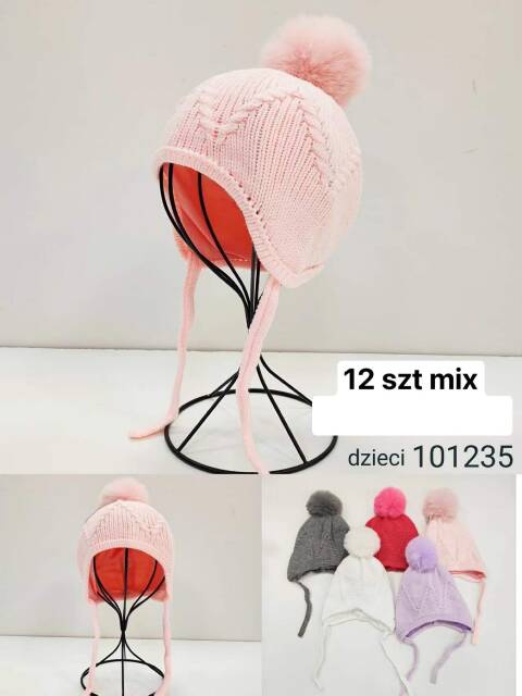 Czapka  zimowa dziewczęce 101235 Mix kolor Standard (Towar Tureckie) 1