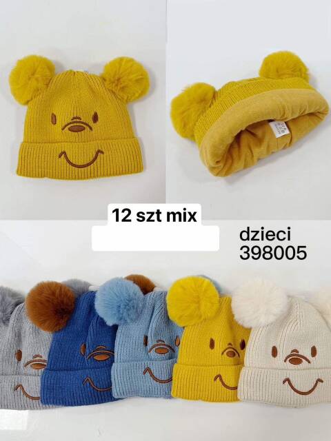 Czapka  zimowa dziewczęce 398005 Mix kolor Standard (Towar Tureckie)