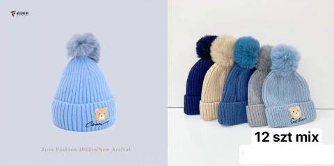 Czapka  zimowa dziewczęce 1501 Mix kolor Standard (Towar Tureckie) 1