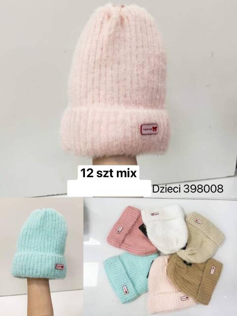 Czapka  zimowa dziewczęca 398008 Mix kolor Standard (Towar Tureckie)