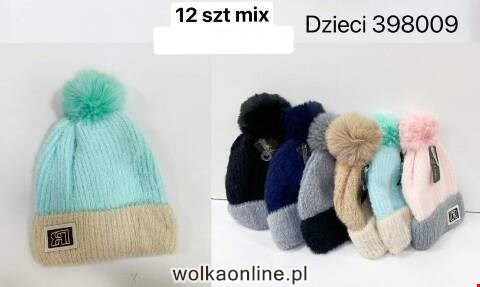 Czapka  zimowa dziewczęca 398009 Mix kolor Standard (Towar Tureckie)