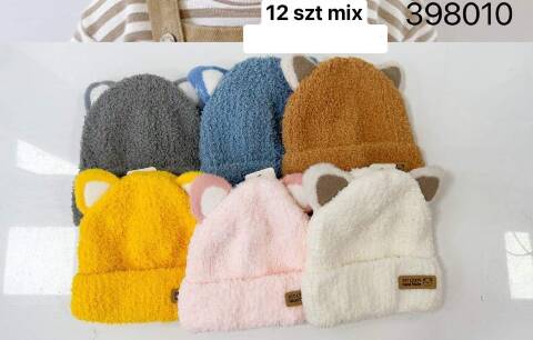 Czapka  zimowa dziewczęca 398010 Mix kolor Standard (Towar Tureckie)