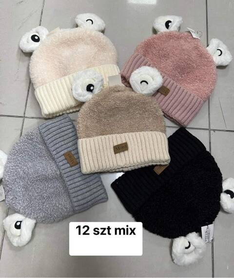 Czapka  zimowa dziewczęca 1538 Mix kolor Standard (Towar Tureckie)