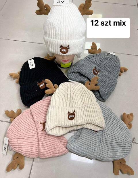 Czapka  zimowa dziewczęca 1539 Mix kolor Standard (Towar Tureckie) 1