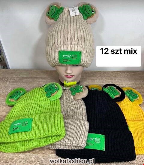 Czapka  zimowa dziewczęca 1540 Mix kolor Standard (Towar Tureckie)