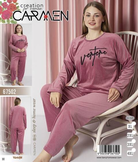 Piżama damska welurowa 67502 1 kolor XL-4XL (Towar Tureckie)