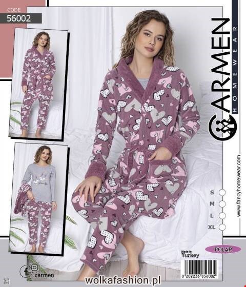 Komplet piżamy + szlafrok 3 części  56002 1 kolor S-XL (Towar Tureckie)