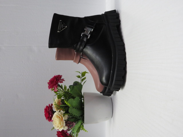Botki Dziecięce Y153 BLACK/PINK/BLACK PU 25-30