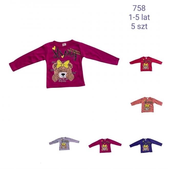 Bluzki dziewczęce 758 1 kolor  1-5 (Towar Tureckie) 1