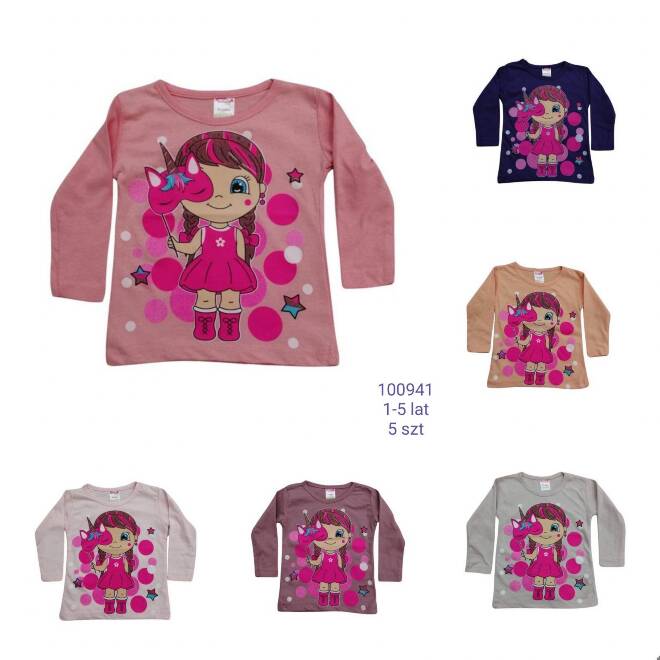 Bluzki dziewczęce 100941 1 kolor  1-5 (Towar Tureckie)