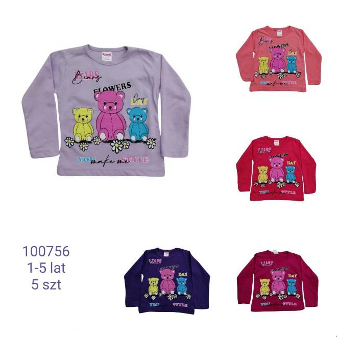 Bluzki dziewczęce 100756 1 kolor  1-5 (Towar Tureckie)