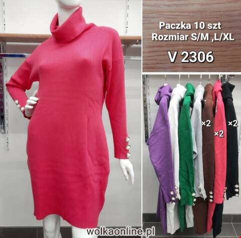 Sukienki sweter damskie V2306 Mix kolor S/M-L/XL
