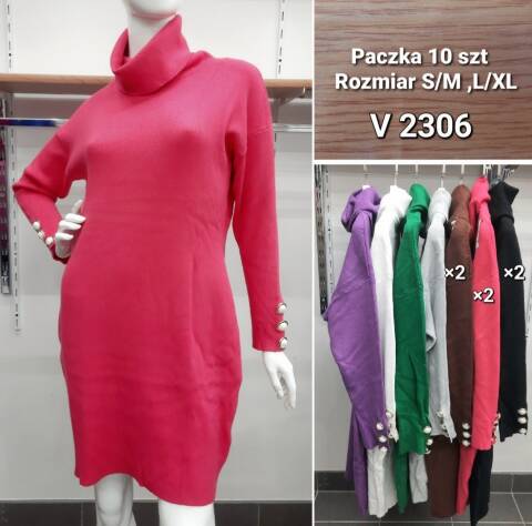 Sukienki sweter damskie V2306 Mix kolor S/M-L/XL 1