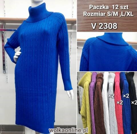 Sukienki sweter damskie V2308 Mix kolor S/M-L/XL