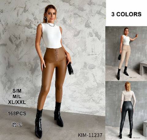 Spodnie z eko-skóry damskie KIM-11237 Mix kolor S-2XL