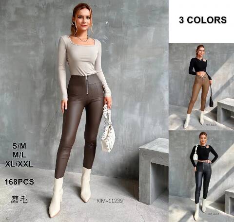 Spodnie z eko-skóry damskie KIM-11239 Mix kolor S-2XL