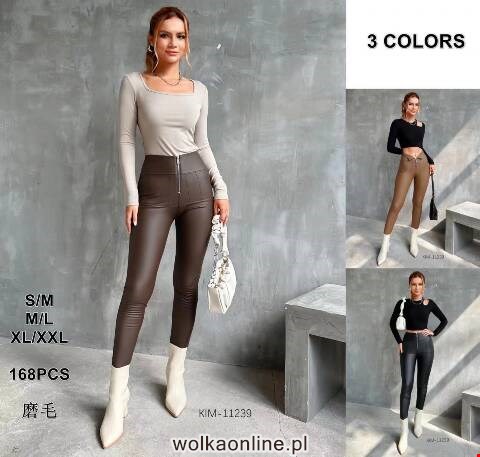 Spodnie z eko-skóry damskie KIM-11239 Mix kolor S-2XL