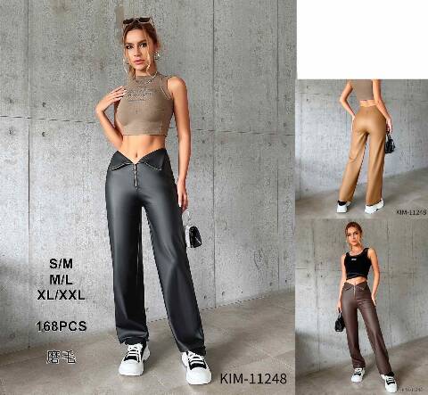 Spodnie z eko-skóry damskie KIM-11248 Mix kolor S-2XL