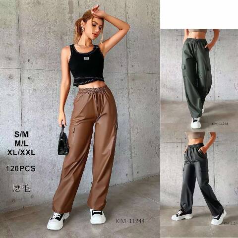 Spodnie z eko-skóry damskie KIM-11244 Mix kolor S-2XL