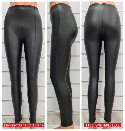 Spodnie z eko-skóry damskie T185 1 kolor S-L