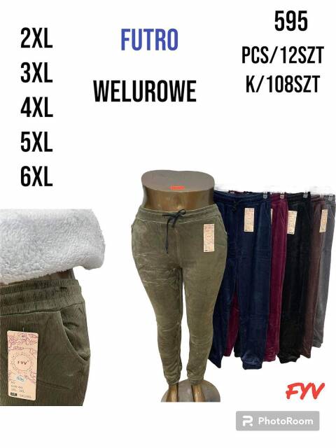 Spodnie damskie ocieplane 595 Mix kolor 2XL-6XL
