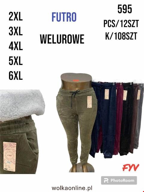Spodnie damskie ocieplane 595 Mix kolor 2XL-6XL