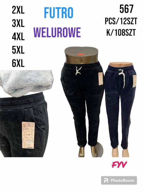 Spodnie damskie ocieplane 567 Mix kolor 2XL-6XL