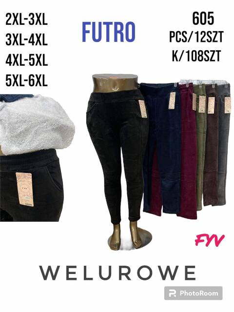 Spodnie damskie ocieplane 605 Mix kolor 2XL-6XL